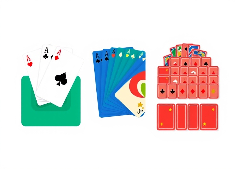 Ba thể loại game bài phổ biến tại QQ88: Poker, Tiến Lên và Phỏm minh họa phẳng hiện đại